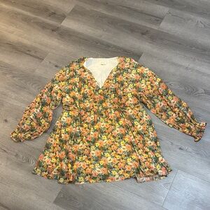Sezane Floral Dress - Green, Yellow, Orange
